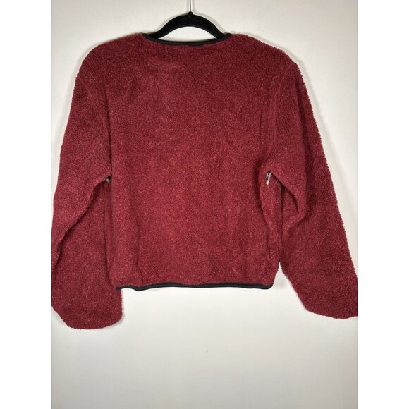 Vintage Palmetto's Fuzzy Fleece Fair Isle Sweater Burgundy Nordic Size Medium - Picture 4 of 8